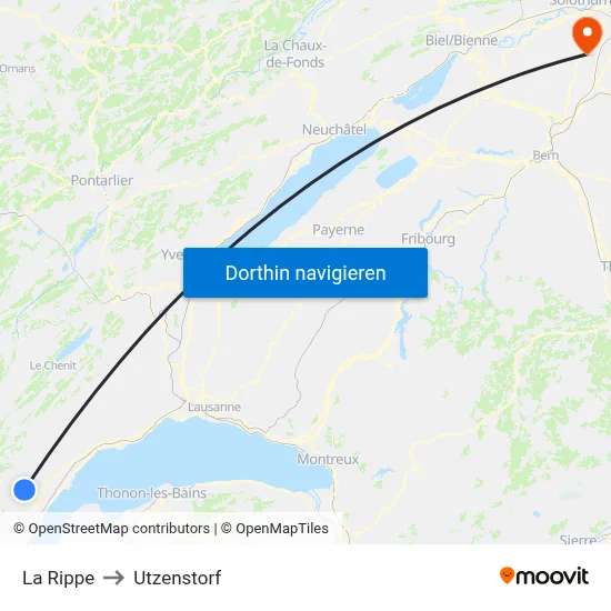 La Rippe to Utzenstorf map
