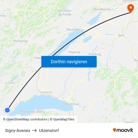 Signy-Avenex to Utzenstorf map