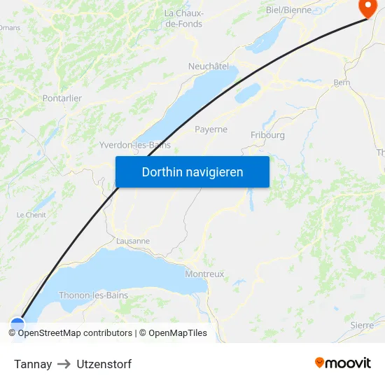 Tannay to Utzenstorf map