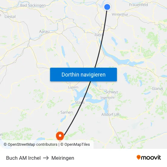 Buch AM Irchel to Meiringen map