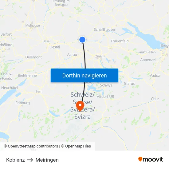 Koblenz to Meiringen map