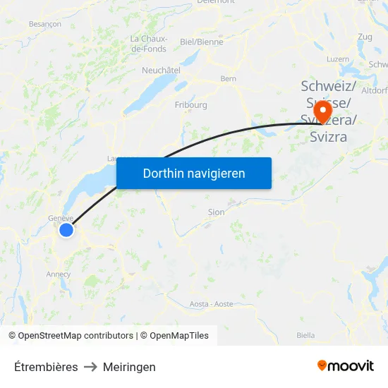 Étrembières to Meiringen map