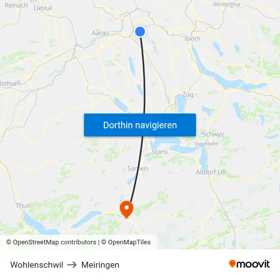 Wohlenschwil to Meiringen map