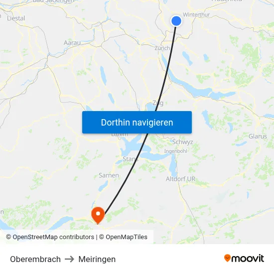 Oberembrach to Meiringen map