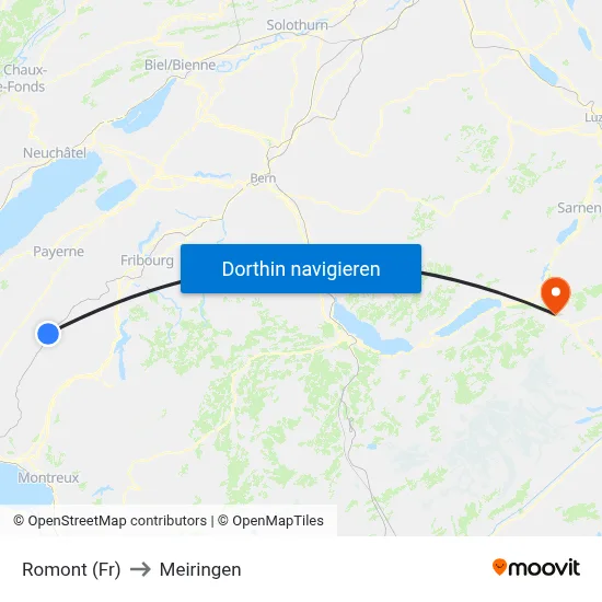 Romont (Fr) to Meiringen map
