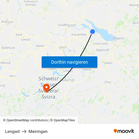Lengwil to Meiringen map