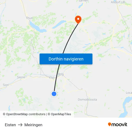 Eisten to Meiringen map