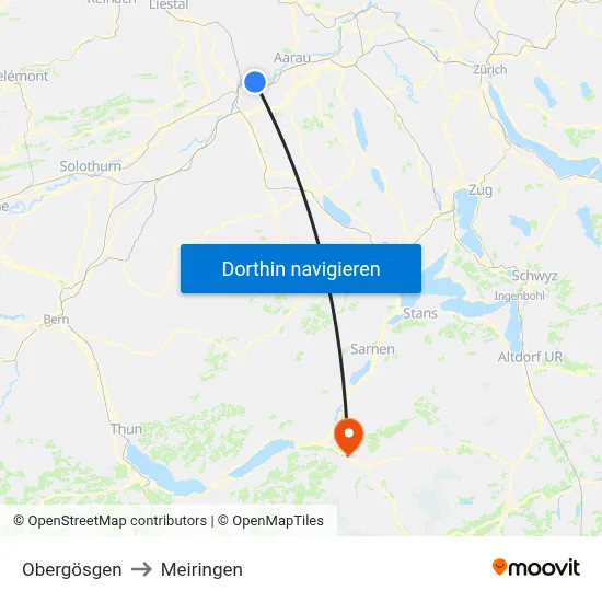 Obergösgen to Meiringen map