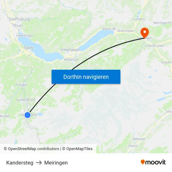 Kandersteg to Meiringen map