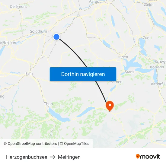 Herzogenbuchsee to Meiringen map