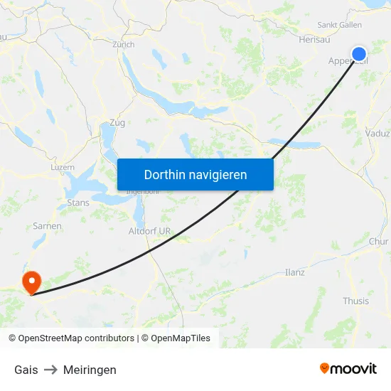 Gais to Meiringen map
