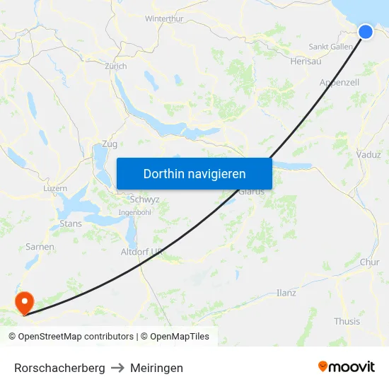 Rorschacherberg to Meiringen map