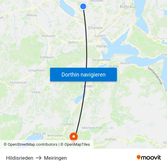Hildisrieden to Meiringen map