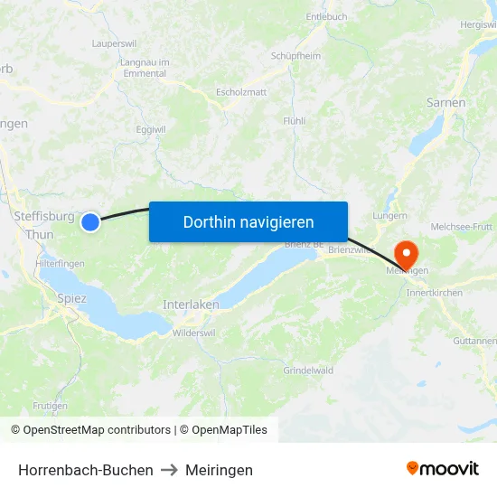 Horrenbach-Buchen to Meiringen map