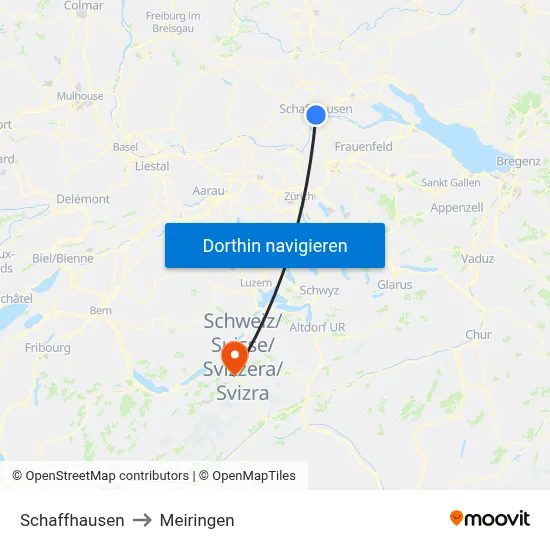 Schaffhausen to Meiringen map