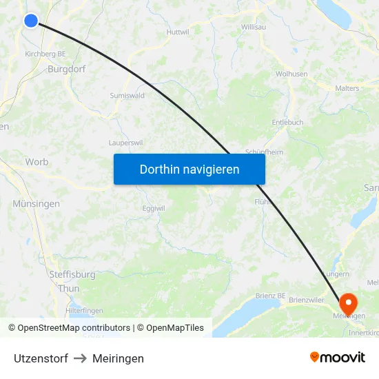 Utzenstorf to Meiringen map