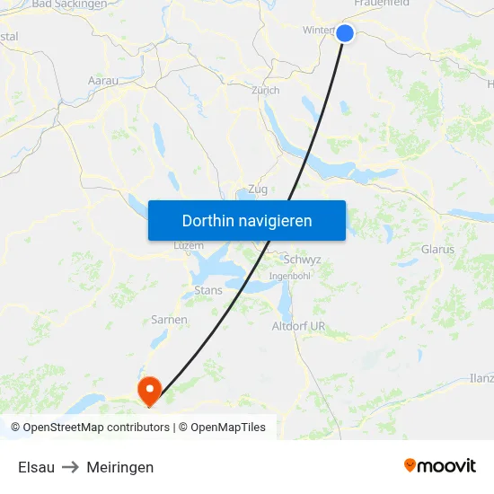 Elsau to Meiringen map