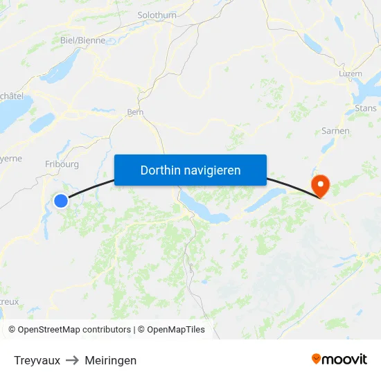 Treyvaux to Meiringen map