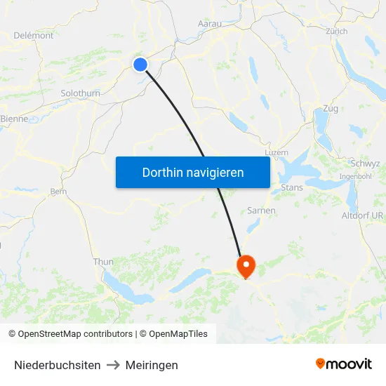 Niederbuchsiten to Meiringen map