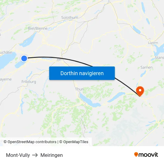 Mont-Vully to Meiringen map
