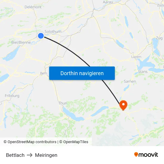 Bettlach to Meiringen map
