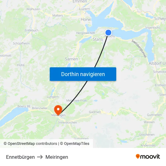 Ennetbürgen to Meiringen map