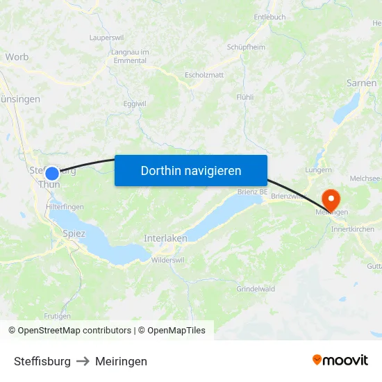 Steffisburg to Meiringen map