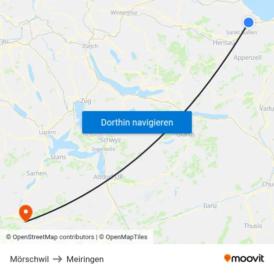 Mörschwil to Meiringen map