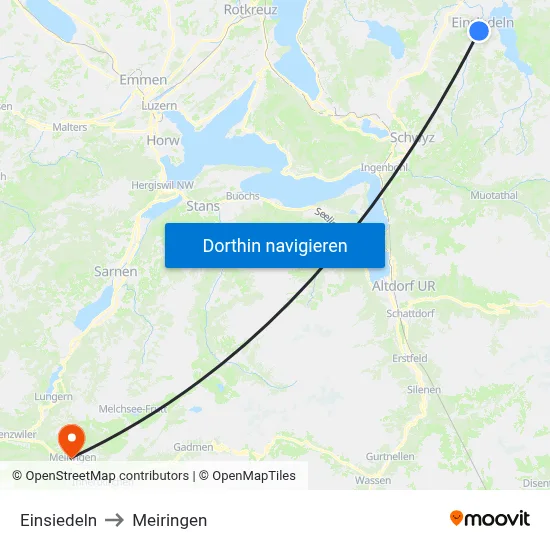Einsiedeln to Meiringen map