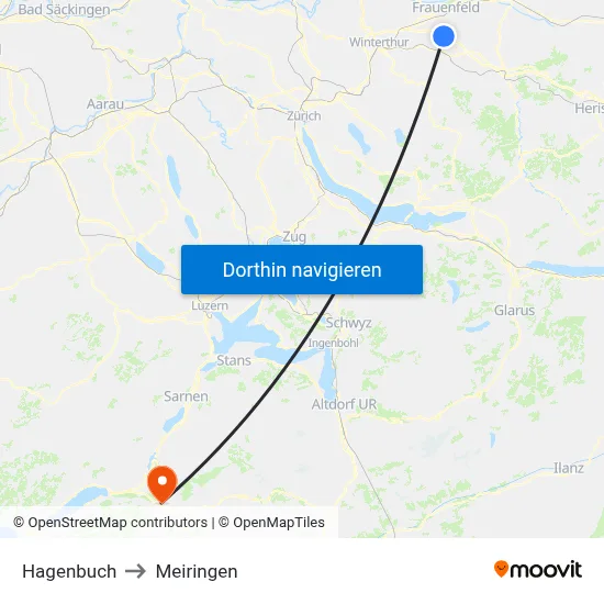 Hagenbuch to Meiringen map