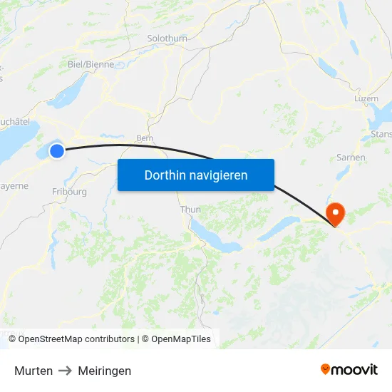 Murten to Meiringen map