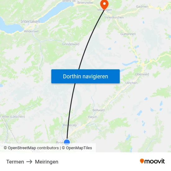 Termen to Meiringen map