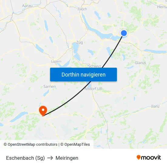 Eschenbach (Sg) to Meiringen map