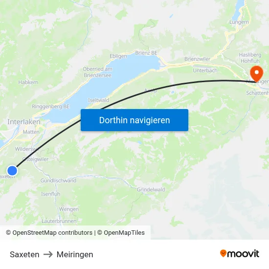 Saxeten to Meiringen map