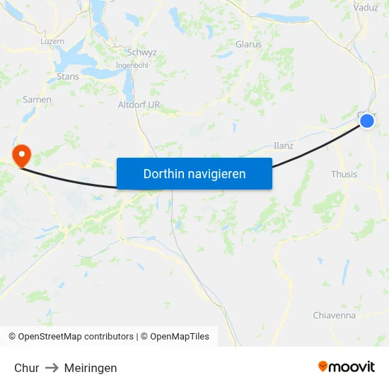 Chur to Meiringen map