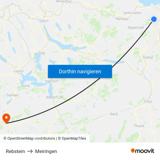 Rebstein to Meiringen map