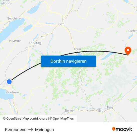 Remaufens to Meiringen map