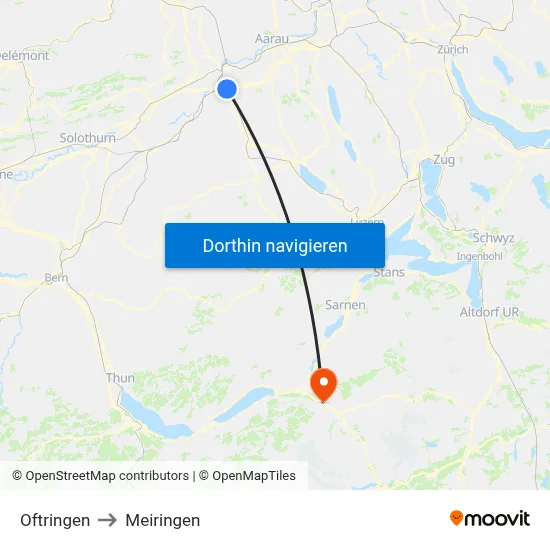 Oftringen to Meiringen map