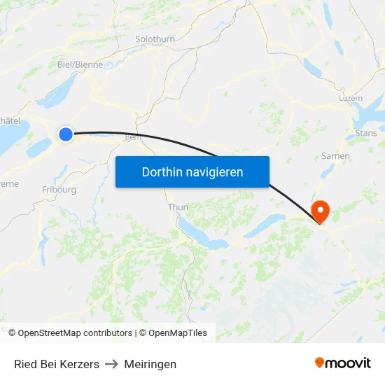 Ried Bei Kerzers to Meiringen map