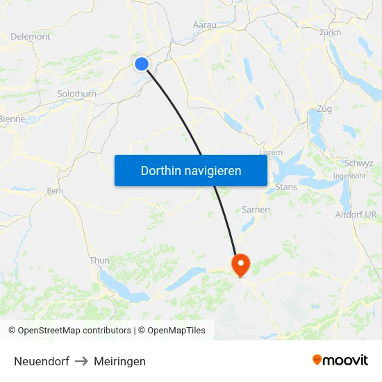 Neuendorf to Meiringen map