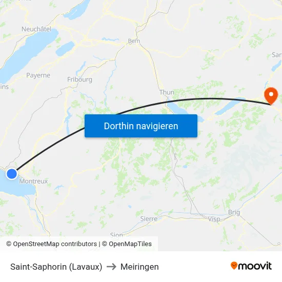 Saint-Saphorin (Lavaux) to Meiringen map