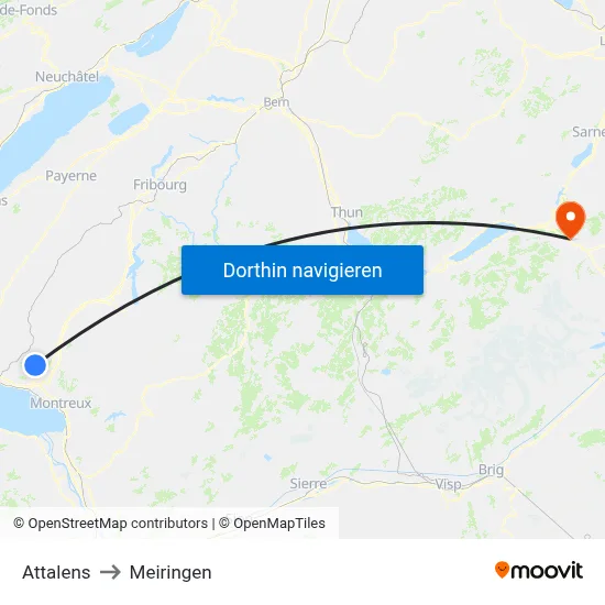 Attalens to Meiringen map