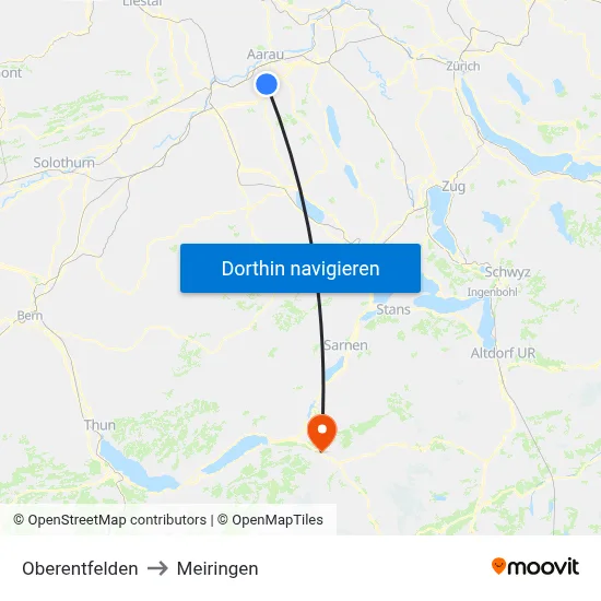 Oberentfelden to Meiringen map