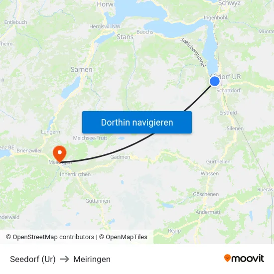 Seedorf (Ur) to Meiringen map