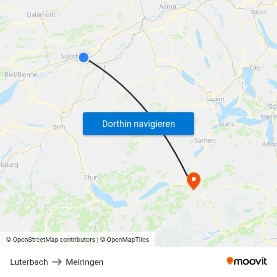Luterbach to Meiringen map