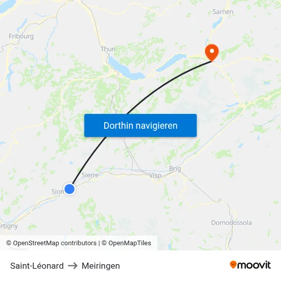 Saint-Léonard to Meiringen map