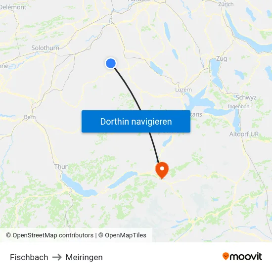 Fischbach to Meiringen map