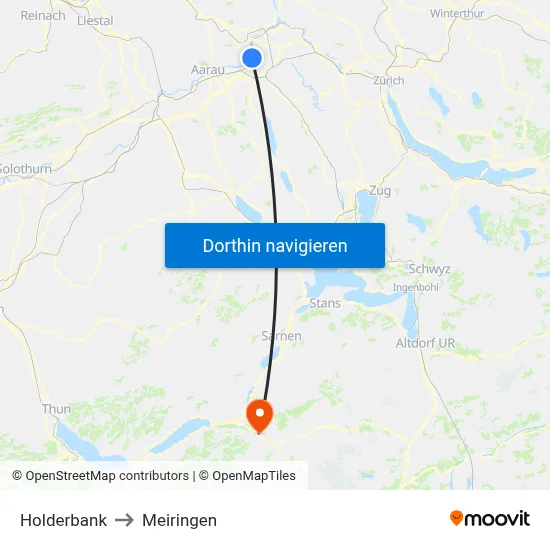 Holderbank to Meiringen map