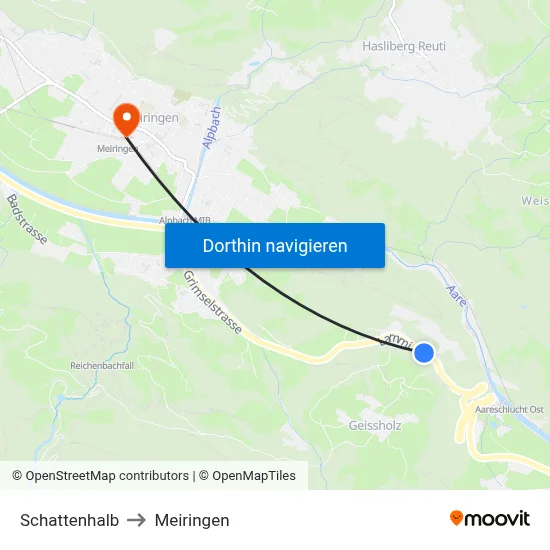 Schattenhalb to Meiringen map