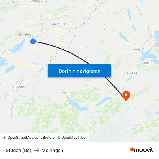 Studen (Be) to Meiringen map